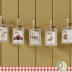 Bauernhof ABC Karteikarten: Aquarell Alphabet lernen (PDF)