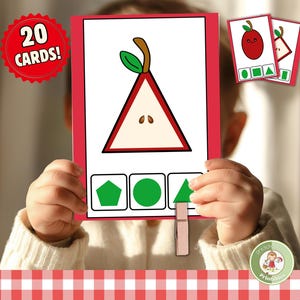 Apple Shape Clip Cards: Toddler Fine Motor Skills Game (PDF)