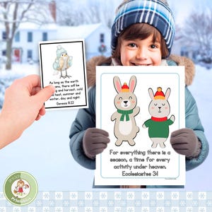 Cartões de versículos bíblicos de inverno e folhas para colorir para crianças; cartão de colorir e oração com tema de inverno para escola dominical cristã em casa