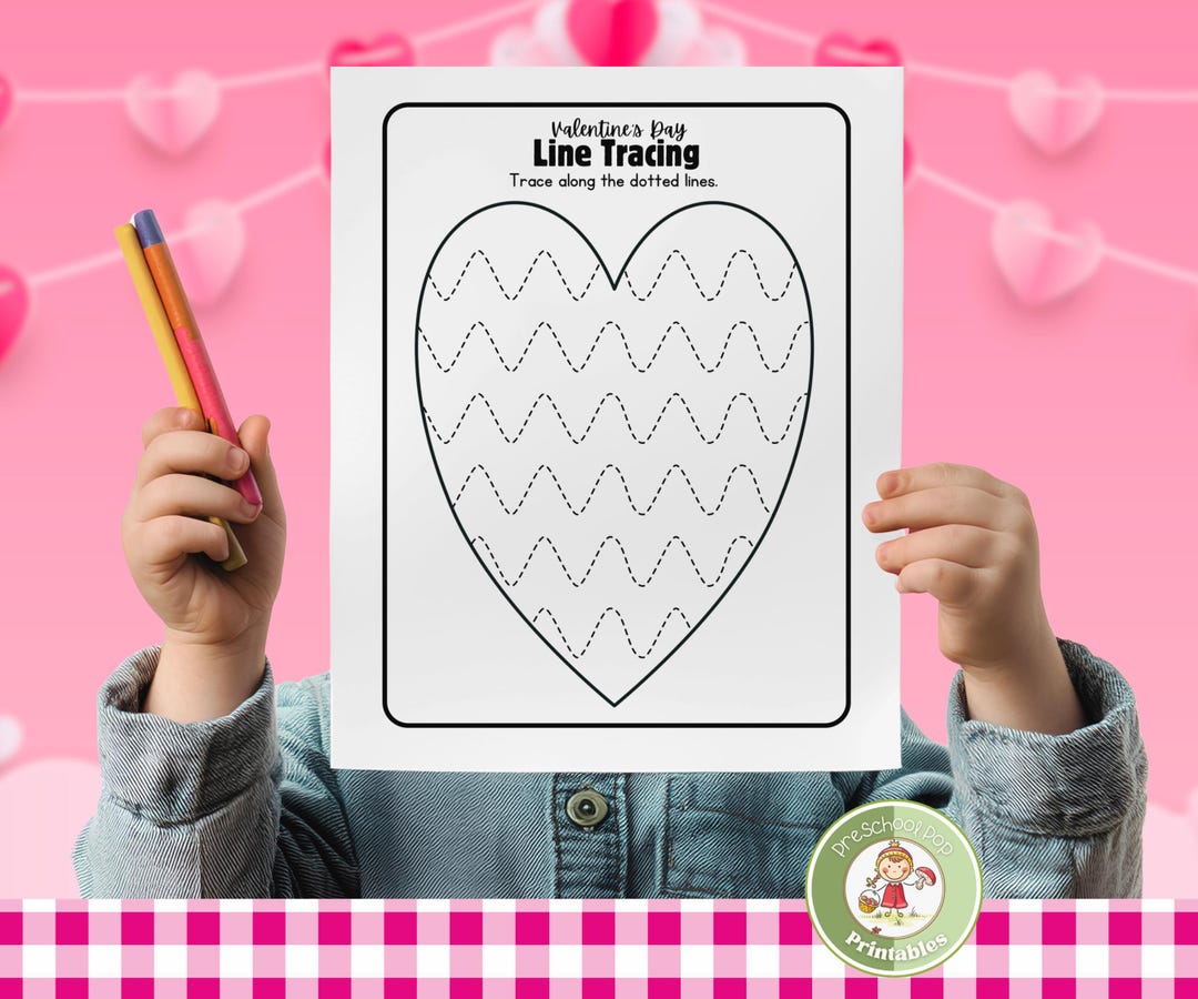 Printable Valentines Tracing Worksheets for Preschool & Toddler Prek