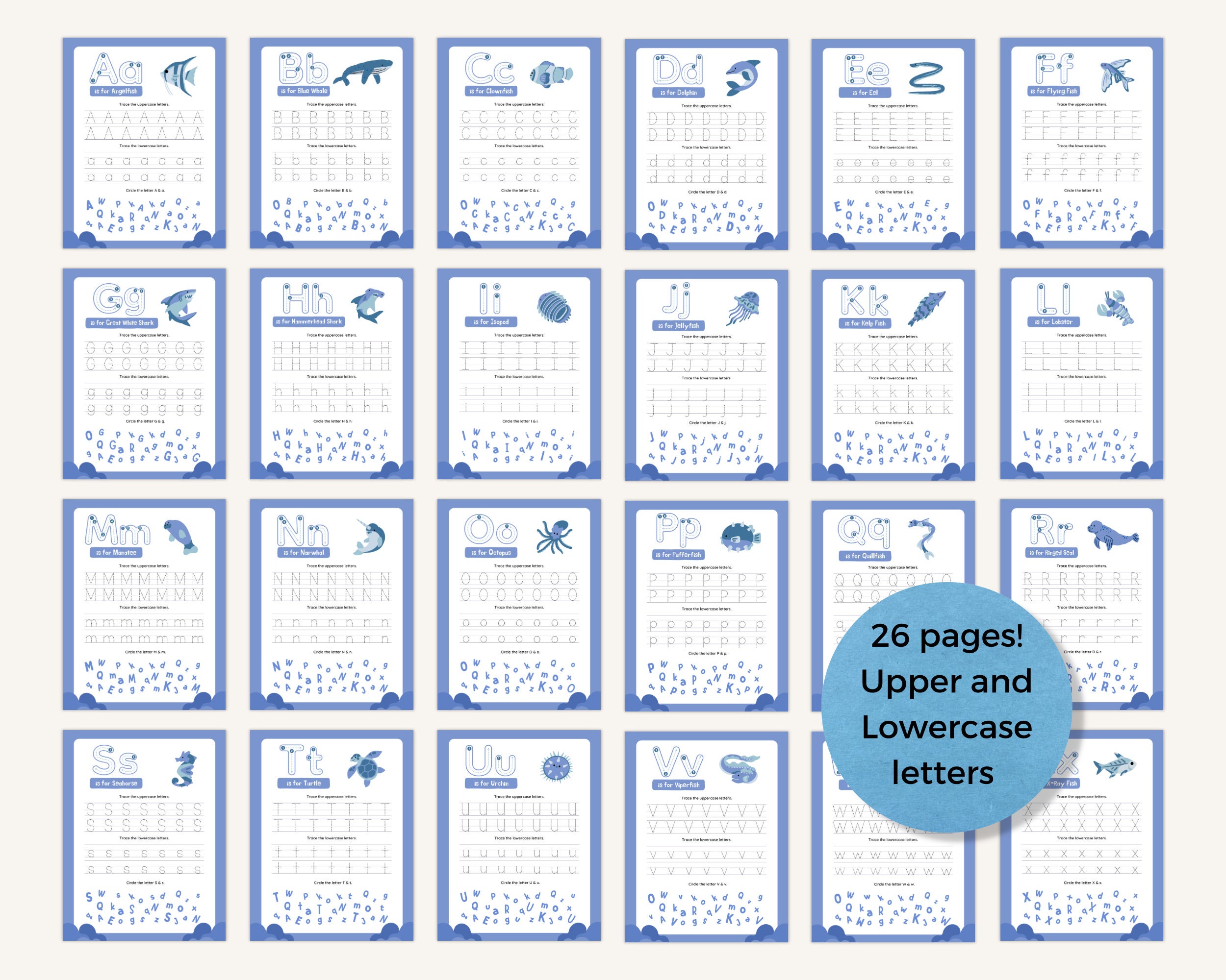 Under the Sea Letter Tracing: Handwriting Practice for Preschool ...