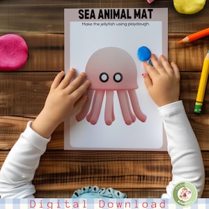 Printable play dough mats ocean animals, beach, under the sea theme, learning activity for toddlers preschool classroom or homeschool lesson