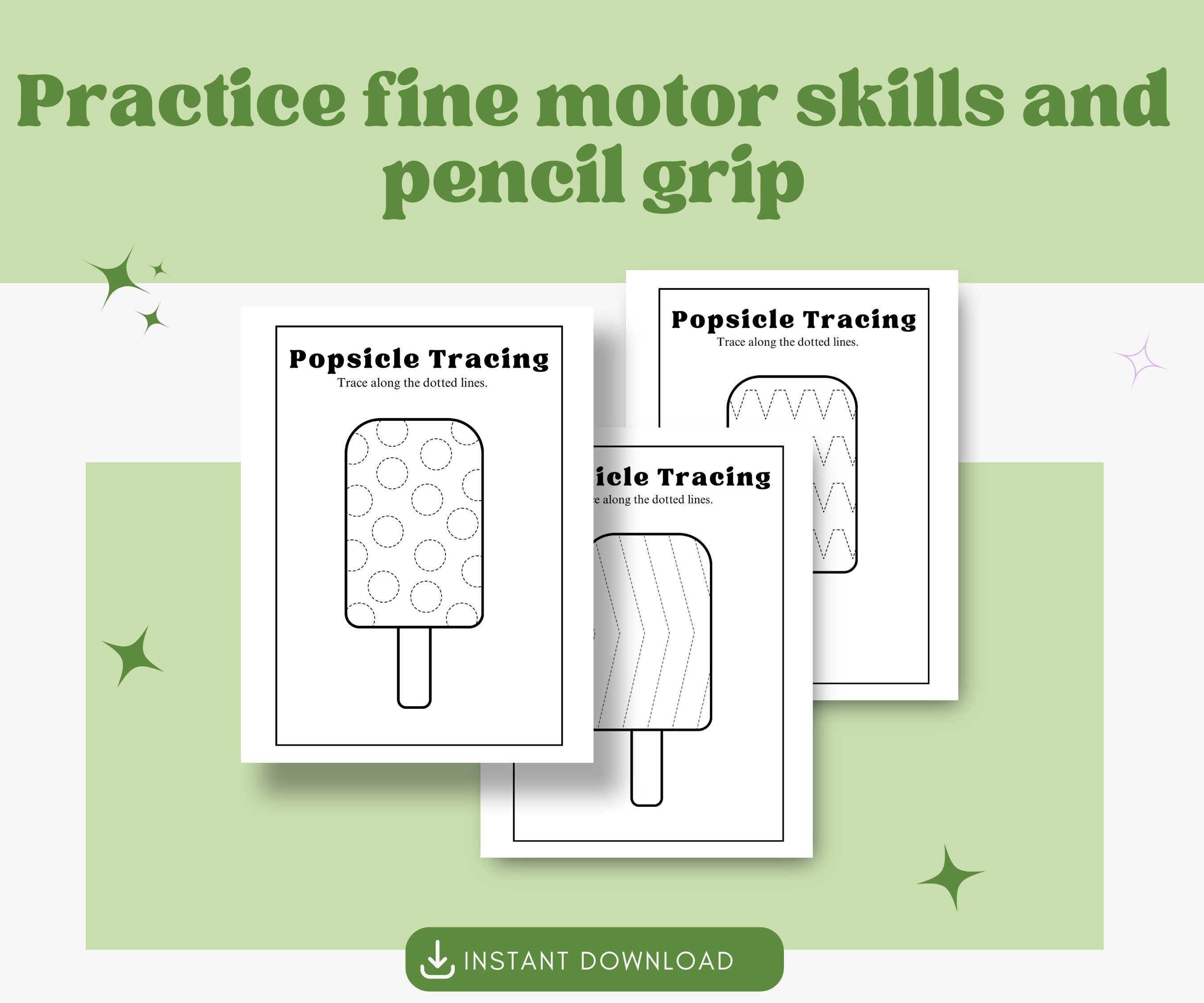 Popsicle Tracing Worksheets, Prewriting, Pencil Control, Grip Practice