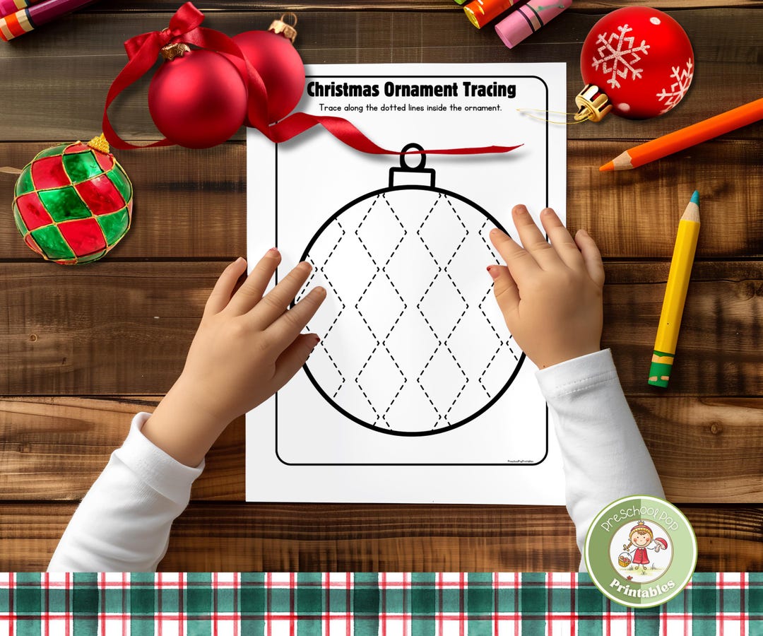 Printable Christmas Ornament Tracing Worksheets for Preschool Pencil