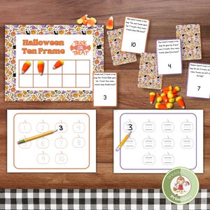 Gra matematyczna na Halloween: liczenie cukierków, dodawanie i odejmowanie (PDF)