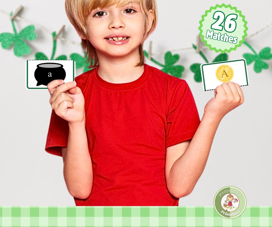 St Patricks Letter Match Game for Pre-k Kids; Uppercase & Lowercase ...