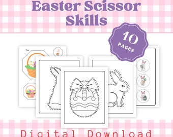 Easter scissor skills cut out pages, pre-k worksheets, fine motor skills development, activity for toddlers, preschool printable, quiet time