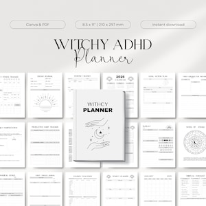 Witchy planner, ADHD Planner, Witch planner, Witchy digital planner, Witch journal, Tarot journal, Printable planner, Astrology planner