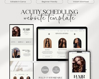 Hair Stylist Acuity Scheduling Website Template | Editable Canva Design (Digital Download)