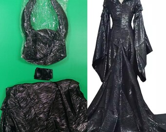 Déguisement cosplay pour femme, costume cosplay maléfique, robe noire pour déguisement de soirée folle