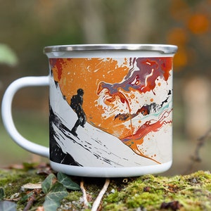 Caneca artística de escalada - Copo de acampamento esmaltado artesanal para entusiastas de escalada - Presente ideal de aventura na montanha para entusiastas de atividades ao ar livre