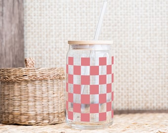 16oz Iced Coffee Glass Can with Lid & Straw