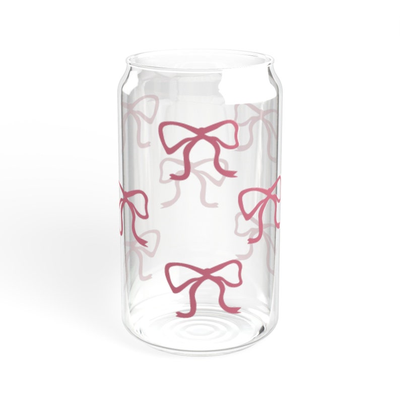 Pink Coquette Bow Cup Coquette Sipper Glass 16oz Cute Dollette Coquette ...