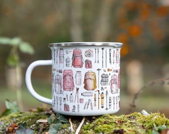 Hiking Campfire Coffee Mug – Adventure Camping Coffee Mug, Camper Gift, Hiker Gift for Men, Outdoorsy Mug, Travel Cup, Gift for Husband