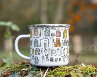Hiking Campfire Coffee Mug – Adventure Camping Coffee Mug, Camper Gift, Hiker Gift for Men, Outdoorsy Mug, Travel Cup, Gift for Husband