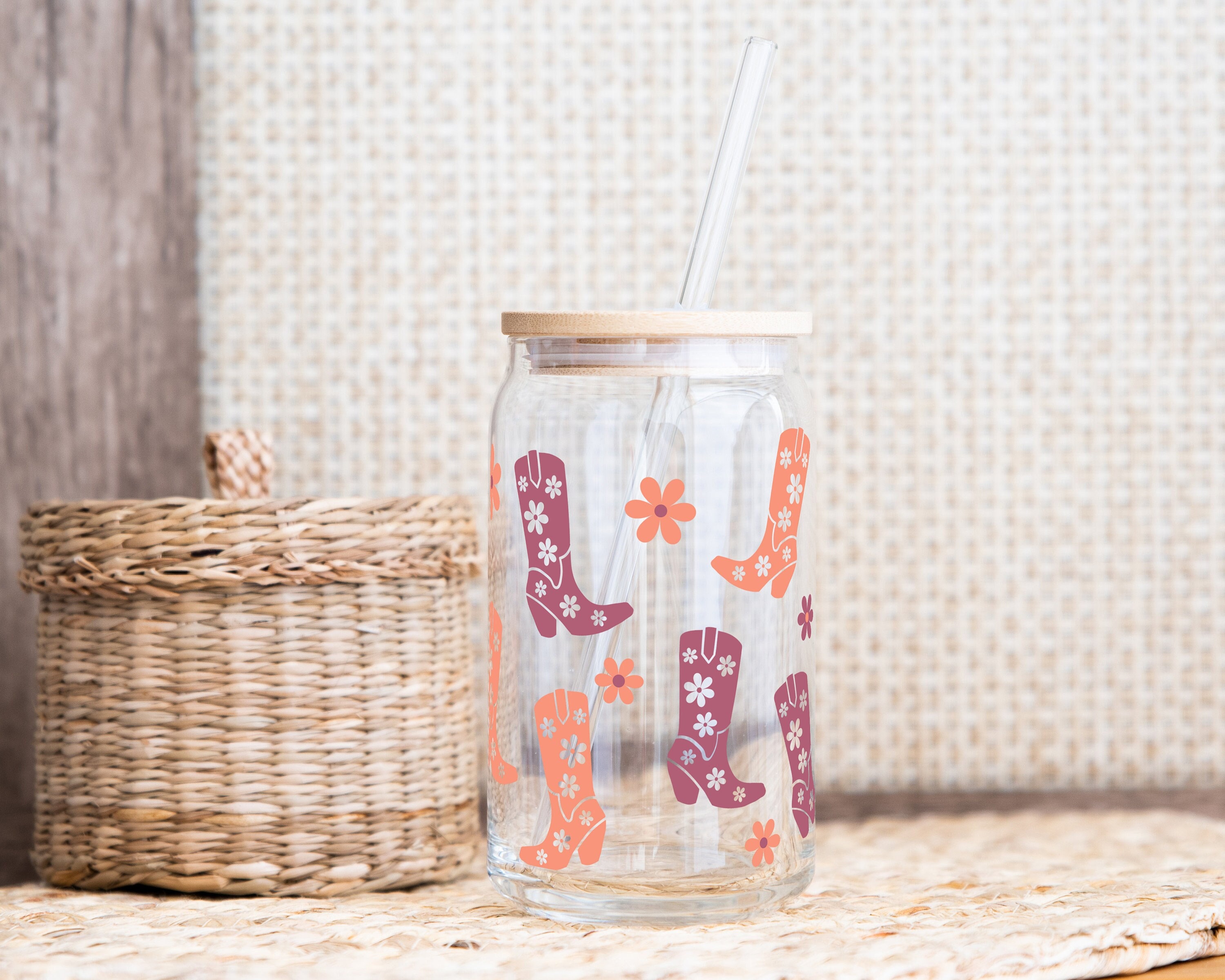 Cowgirl Glass Cup | Cowgirl Iced Coffee Sipper | Horse Girl Glass Cup | Coquette Cowgirl Cup | Western Theme Glassware | Unique Cowgirl Gift