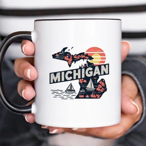 Michigan Campfire Mug 12 oz | Enamel Coffee Cup | The Mitten State Gift | Pure Michigan Camping Mug | State Souvenir | Coffee Lover Gift