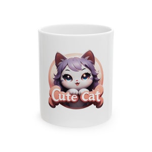 Adorable Cat Lover's Ceramic coffee Mug Cute Cat V2 Perfect Gift for Cat Enthusiasts Cat Moms & Dads Unique Coffee Mug for Home and Office