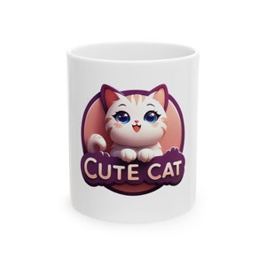 Adorable Cat Lover's Ceramic coffee Mug Cute Cat Perfect Gift for Cat Enthusiasts Cat Moms & Dads Unique Coffee Mug for Home and Office