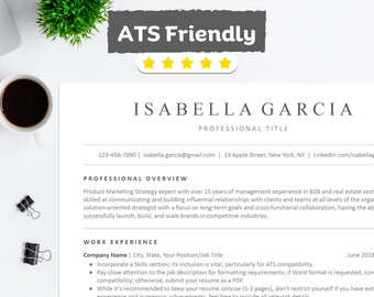 ATS Friendly Resume Template for Word, Google Docs, Professional Resume, Minimalist Resume, Nurse Resume, ATS Compatible, Executive Resume