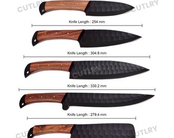 Hand Forged Damascus Steel Chef Set | Kitchen Knives - 5Pcs | Handmade | Knife | Gift