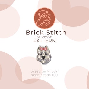 Cute Terrier Brick Stitch Pattern | Brick Stitch or Peyote Pattern based on Miyuki Delica Seed Beads 11/0