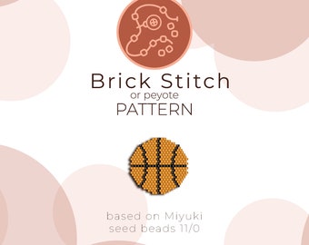 Basketball Ball Brick Stitch Pattern | Brick Stitch or Peyote Pattern based on Miyuki Delica Seed Beads 11/0