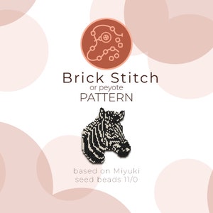Zebra Brick Stitch Pattern | Brick Stitch or Peyote Pattern based on Miyuki Delica Seed Beads 11/0