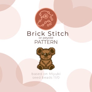 Cute Koala Brick Stitch Pattern | Brick Stitch or Peyote Pattern based on Miyuki Delica Seed Beads 11/0