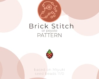 Tiny Strawberry Brick Stitch Pattern | Miyuki Delica Seed Beads (PDF Pattern)