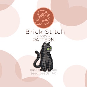 Big Black Cat Brick Stitch Pattern | Brick Stitch or Peyote Pattern based on Miyuki Delica Seed Beads 11/0