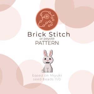 Cute Rabbit Brick Stitch Pattern | Brick Stitch or Peyote Pattern based on Miyuki Delica Seed Beads 11/0