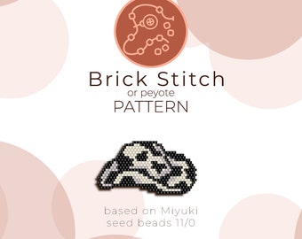 Cow Print Cowboy Hat Brick Stitch Pattern | Brick Stitch or Peyote Pattern based on Miyuki Delica Seed Beads 11/0