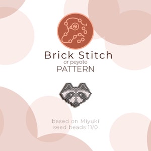 Raccoon Brick Stitch Pattern | Brick Stitch or Peyote Pattern based on Miyuki Delica Seed Beads 11/0