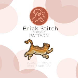 Floor Rolling Cat Brick Stitch Pattern | Brick Stitch or Peyote Pattern based on Miyuki Delica Seed Beads 11/0