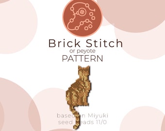 Red Cat Brick Stitch Pattern | Brick Stitch or Peyote Pattern based on Miyuki Delica Seed Beads 11/0