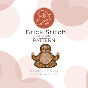 Yoga Sloth Brick Stitch Pattern | Brick Stitch or Peyote Pattern based on Miyuki Delica Seed Beads 11/0