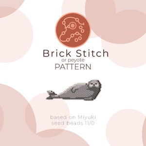 Seal Brick Stitch Pattern | Brick Stitch or Peyote Pattern based on Miyuki Delica Seed Beads 11/0