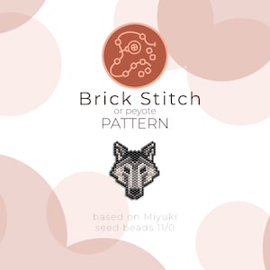 Grey Wolf Brick Stitch Pattern | Brick Stitch or Peyote Pattern based on Miyuki Delica Seed Beads 11/0