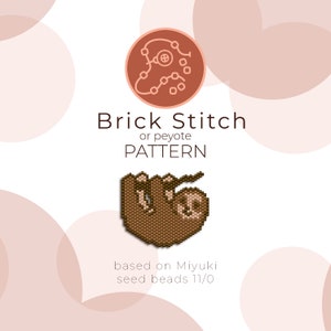 Sloth Brick Stitch Pattern | Brick Stitch or Peyote Pattern based on Miyuki Delica Seed Beads 11/0
