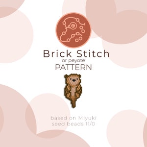 Adorable Otter Brick Stitch Pattern | Brick Stitch or Peyote Pattern based on Miyuki Delica Seed Beads 11/0