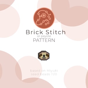 Sloth Face Brick Stitch Pattern | Brick Stitch or Peyote Pattern based on Miyuki Delica Seed Beads 11/0