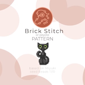 Black Cat Brick Stitch Pattern | Brick Stitch or Peyote Pattern based on Miyuki Delica Seed Beads 11/0