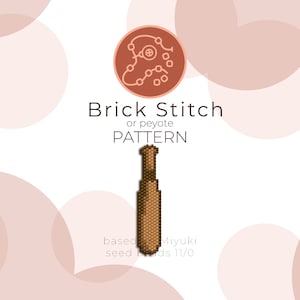 May include: A brown wooden baseball bat beading pattern using brick stitch or peyote stitch. The pattern is based on Miyuki seed beads size 11/0.