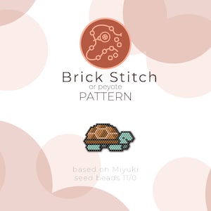 Turtle Brick Stitch Pattern | Brick Stitch or Peyote Pattern based on Miyuki Delica Seed Beads 11/0