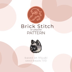 Cute Thai Cat Face Brick Stitch Pattern | Brick Stitch or Peyote Pattern based on Miyuki Delica Seed Beads 11/0