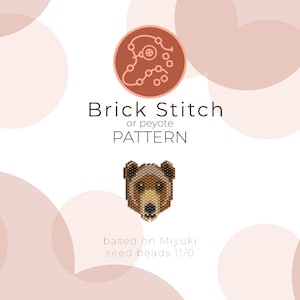 Bear Brick Stitch Pattern | Brick Stitch or Peyote Pattern based on Miyuki Delica Seed Beads 11/0