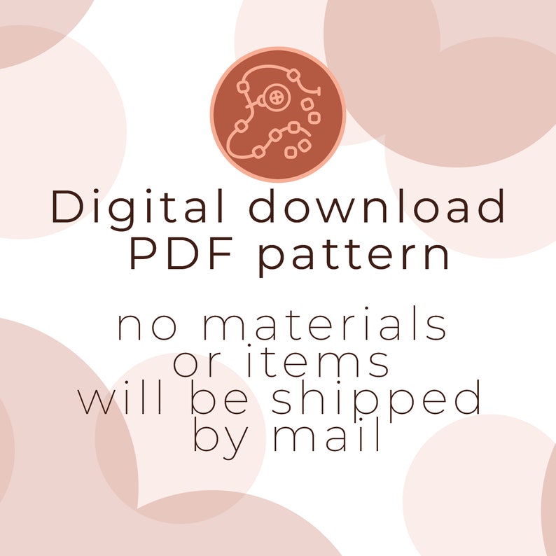K&ouml;nnte beinhalten: Digitaler Download PDF-Muster. Es werden keine Materialien oder Artikel per Post versandt. Das Bild zeigt einen braunen Kreis mit einer wei&szlig;en Umrandung einer Perlenkette mit einem Knopf.