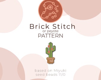 Kaktus-Ziegelstein-Muster | Brick Stich oder Peyote muster basierend auf Miyuki Delica rocailles 11/0 perlen