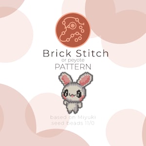 Adorable Rabbit Brick Stitch Pattern | Brick Stitch or Peyote Pattern based on Miyuki Delica Seed Beads 11/0